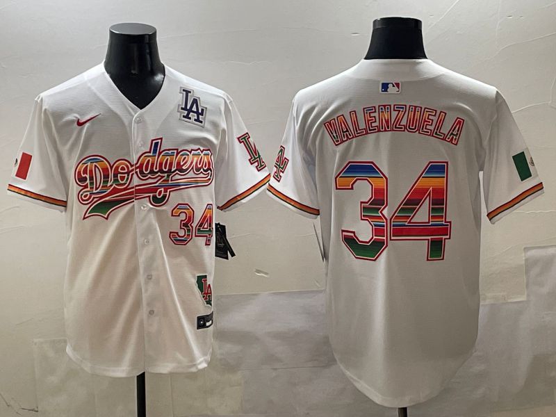 Men Los Angeles Dodgers #34 Valenzuela White Game Nike 2025 MLB Jersey style 4255